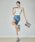 Line Hem Denim Shorts